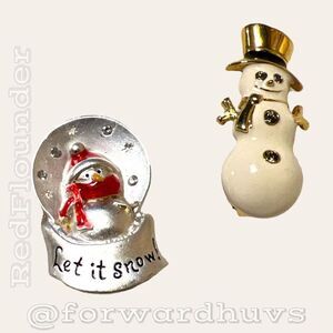 Bundle Sale 3 for $15 | Brooch Set | Enamel Snowman | Snow Globe